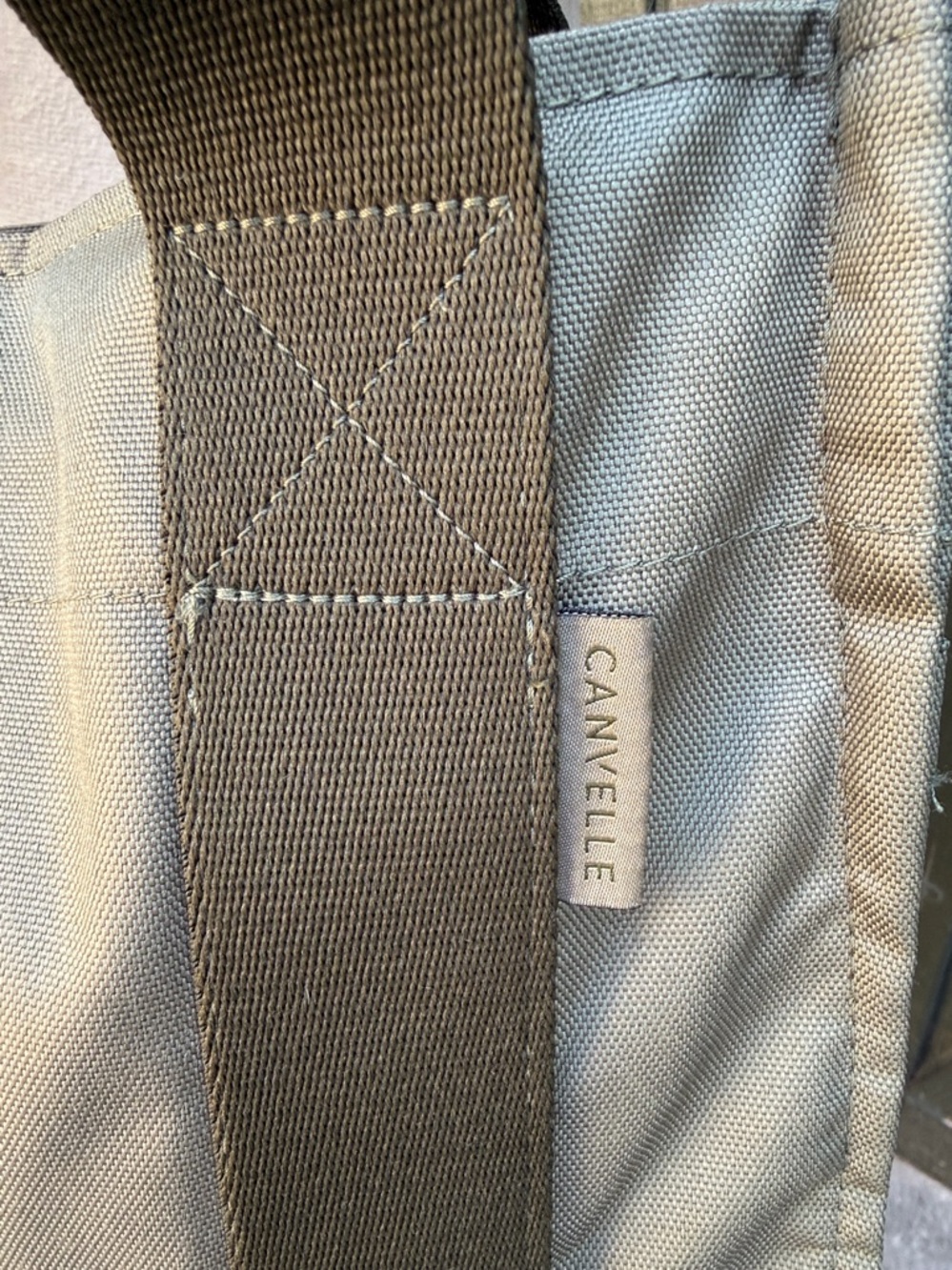 Canvelle Boxy Crossbody Tote: small, color: olive. MASHINE WASHABLE - Picture 3 of 12